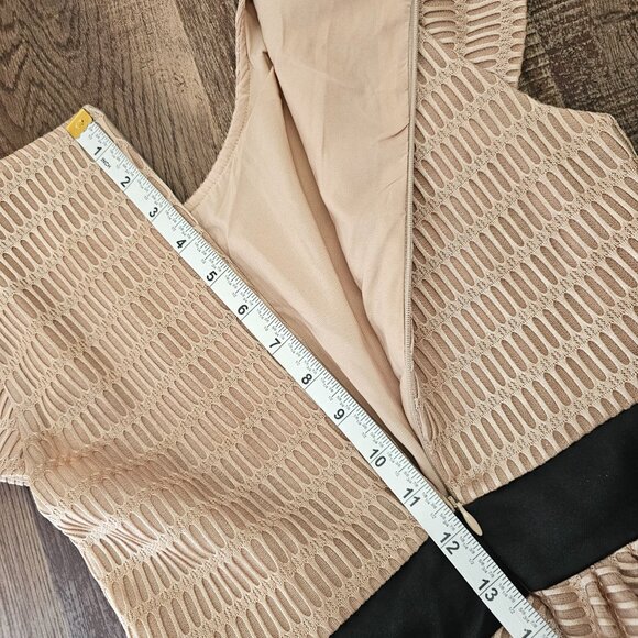 Cap Sleeve Short Fit & Flare Sleeve Mini Dress with Bow S-M, Gold Beige - Picture 6 of 11